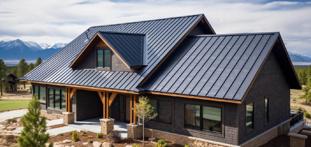 Quality metal roof installed on a house. A house with a quality metal roof installed on it.